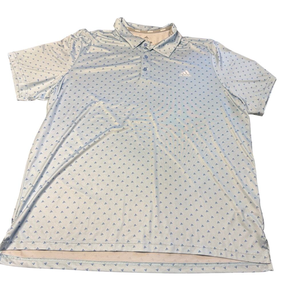 Adidas Golf Polo Shirt Men’s 2XL Light Blue Short Sleeve Lightweight Logo Print